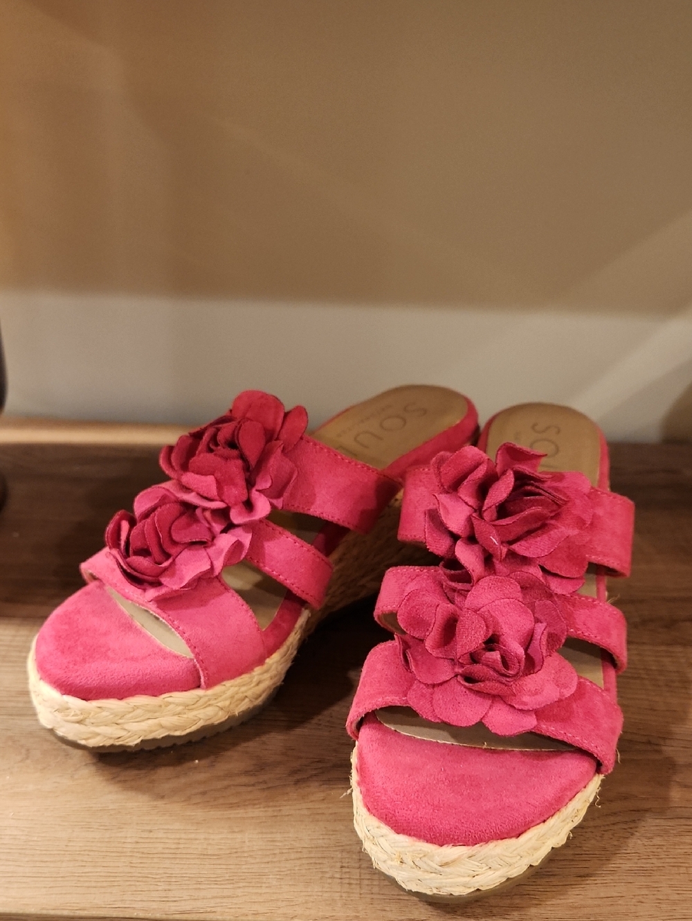 SOUL Naturalizer Pink Floral Espadrille Wedge Sandals
